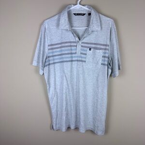 Travis Mathew Light Gray Polo with‎ Stripes Large